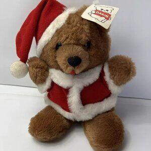 Dakin Santa Bear Vintage 1984 Brown Plush Stuffed Animal 9" TAG